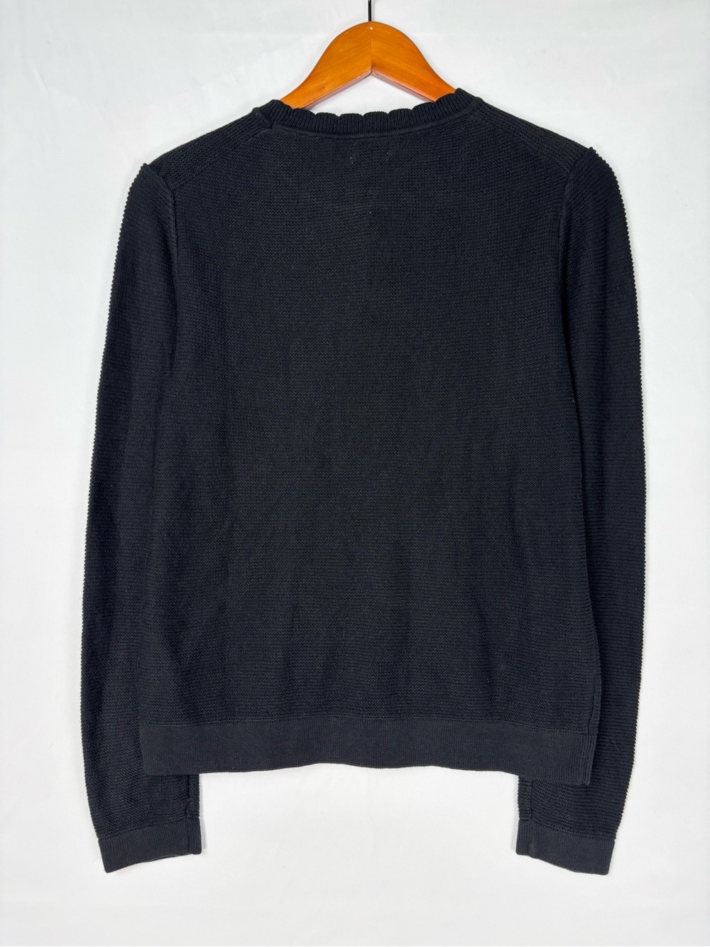 NEW J CREW Knit Crew Neck Sweater Black Size S Womens Scallop - Picture 3 of 6
